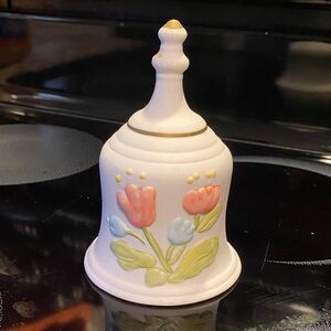 Vintage Floral Ceramic Bell with Tulip Design